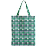 Green plaid pattern Zipper Classic Tote Bag