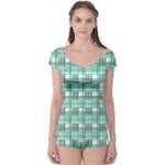 Green plaid pattern Boyleg Leotard 