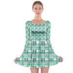 Green plaid pattern Long Sleeve Skater Dress