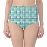 Green plaid pattern High-Waist Bikini Bottoms