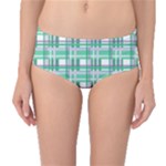 Green plaid pattern Mid-Waist Bikini Bottoms