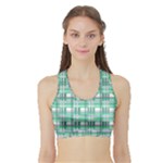 Green plaid pattern Sports Bra with Border