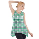 Green plaid pattern Side Drop Tank Tunic