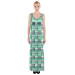 Green plaid pattern Maxi Thigh Split Dress