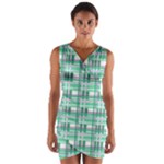 Green plaid pattern Wrap Front Bodycon Dress