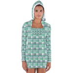 Green plaid pattern Women s Long Sleeve Hooded T-shirt