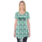 Green plaid pattern Short Sleeve Tunic 