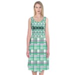 Green plaid pattern Midi Sleeveless Dress