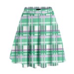 Green plaid pattern High Waist Skirt