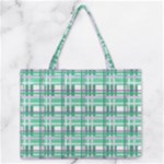 Green plaid pattern Medium Zipper Tote Bag