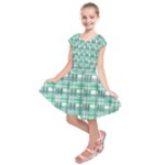 Green plaid pattern Kids  Short Sleeve Dress