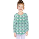 Green plaid pattern Kids  Long Sleeve Tee