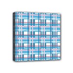 Blue plaid pattern Mini Canvas 4  x 4 