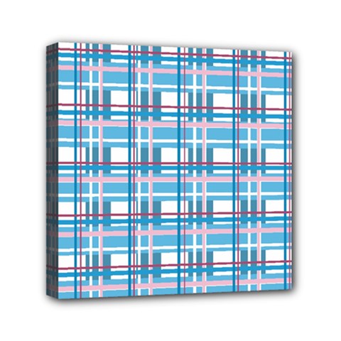 Blue plaid pattern Mini Canvas 6  x 6  from ArtsNow.com