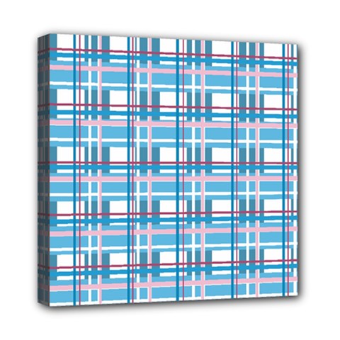 Blue plaid pattern Mini Canvas 8  x 8  from ArtsNow.com