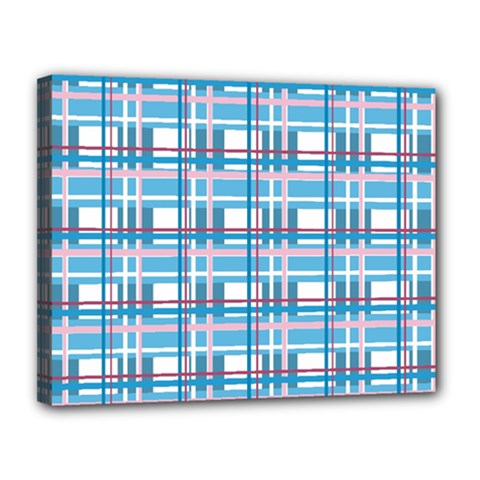 Blue plaid pattern Canvas 14  x 11  from ArtsNow.com