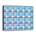 Blue plaid pattern Canvas 14  x 11 