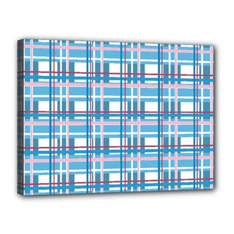 Blue plaid pattern Canvas 16  x 12  from ArtsNow.com