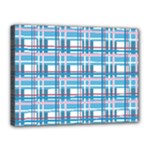 Blue plaid pattern Canvas 16  x 12 