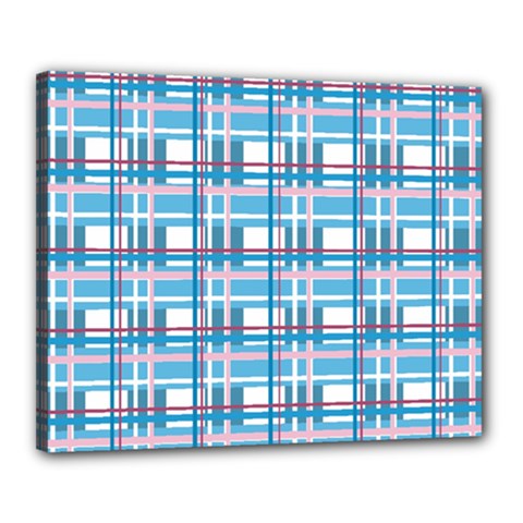 Blue plaid pattern Canvas 20  x 16  from ArtsNow.com