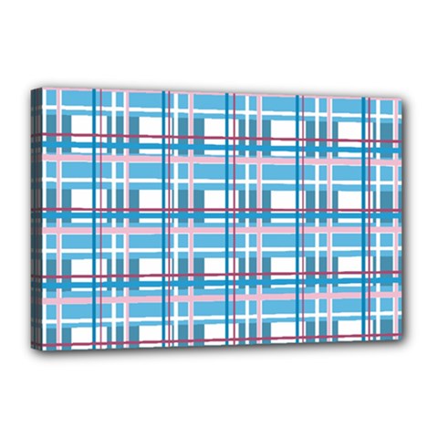 Blue plaid pattern Canvas 18  x 12  from ArtsNow.com