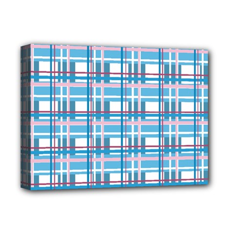 Blue plaid pattern Deluxe Canvas 16  x 12   from ArtsNow.com