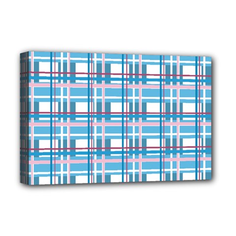 Blue plaid pattern Deluxe Canvas 18  x 12   from ArtsNow.com