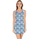 Blue plaid pattern Sleeveless Bodycon Dress