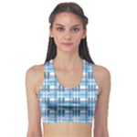 Blue plaid pattern Sports Bra