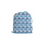 Blue plaid pattern Drawstring Pouches (Small) 