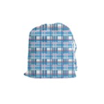 Blue plaid pattern Drawstring Pouches (Medium) 