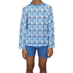 Blue plaid pattern Kids  Long Sleeve Swimwear