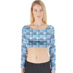 Blue plaid pattern Long Sleeve Crop Top