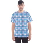 Blue plaid pattern Men s Sport Mesh Tee