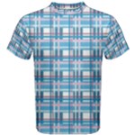 Blue plaid pattern Men s Cotton Tee