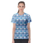 Blue plaid pattern Women s Sport Mesh Tee