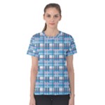 Blue plaid pattern Women s Cotton Tee