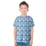 Blue plaid pattern Kids  Cotton Tee