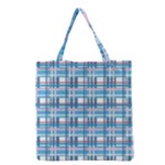 Blue plaid pattern Grocery Tote Bag