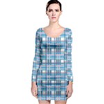 Blue plaid pattern Long Sleeve Bodycon Dress