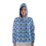 Blue plaid pattern Hooded Wind Breaker (Women)