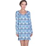 Blue plaid pattern Long Sleeve Nightdress