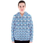 Blue plaid pattern Women s Zipper Hoodie