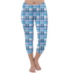 Blue plaid pattern Capri Winter Leggings 