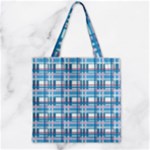 Blue plaid pattern Zipper Grocery Tote Bag