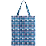 Blue plaid pattern Zipper Classic Tote Bag