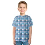 Blue plaid pattern Kids  Sport Mesh Tee