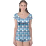 Blue plaid pattern Boyleg Leotard 