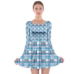 Blue plaid pattern Long Sleeve Skater Dress