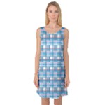 Blue plaid pattern Sleeveless Satin Nightdress